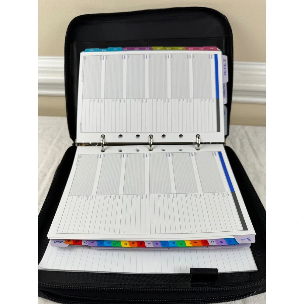 Day Runner Classic Edition Black Zippered 3 Ring Binder Organizer Portfolio 2002